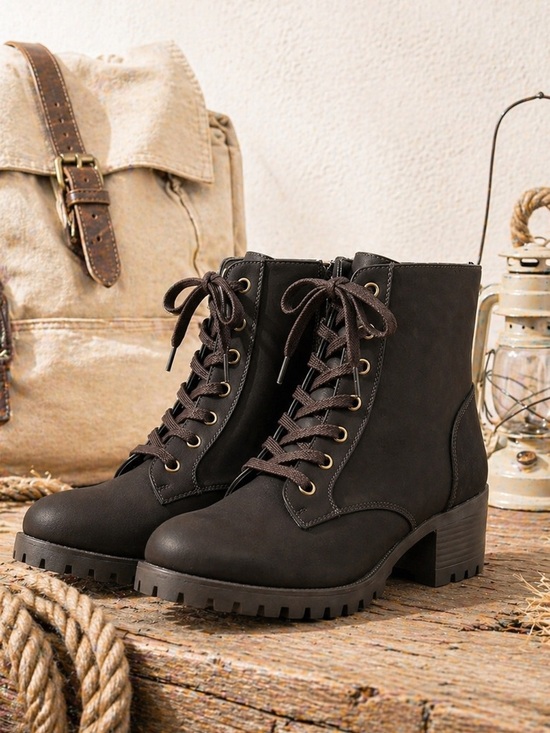 CCOCCI Shoes - Ironstep Chunky Combat Block- Heel Boots